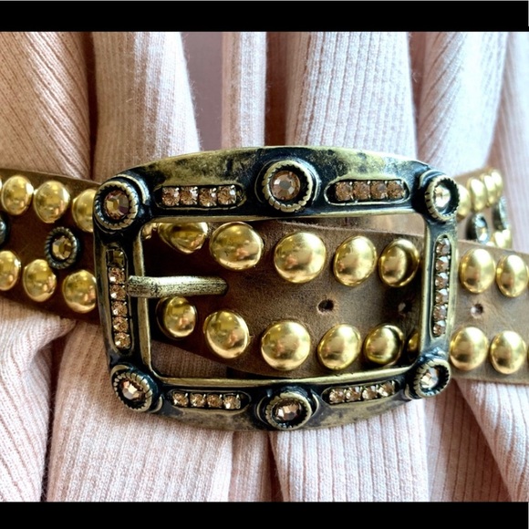 STUDDED & JEWELED ARTISAN LEATHER BELT main image 4